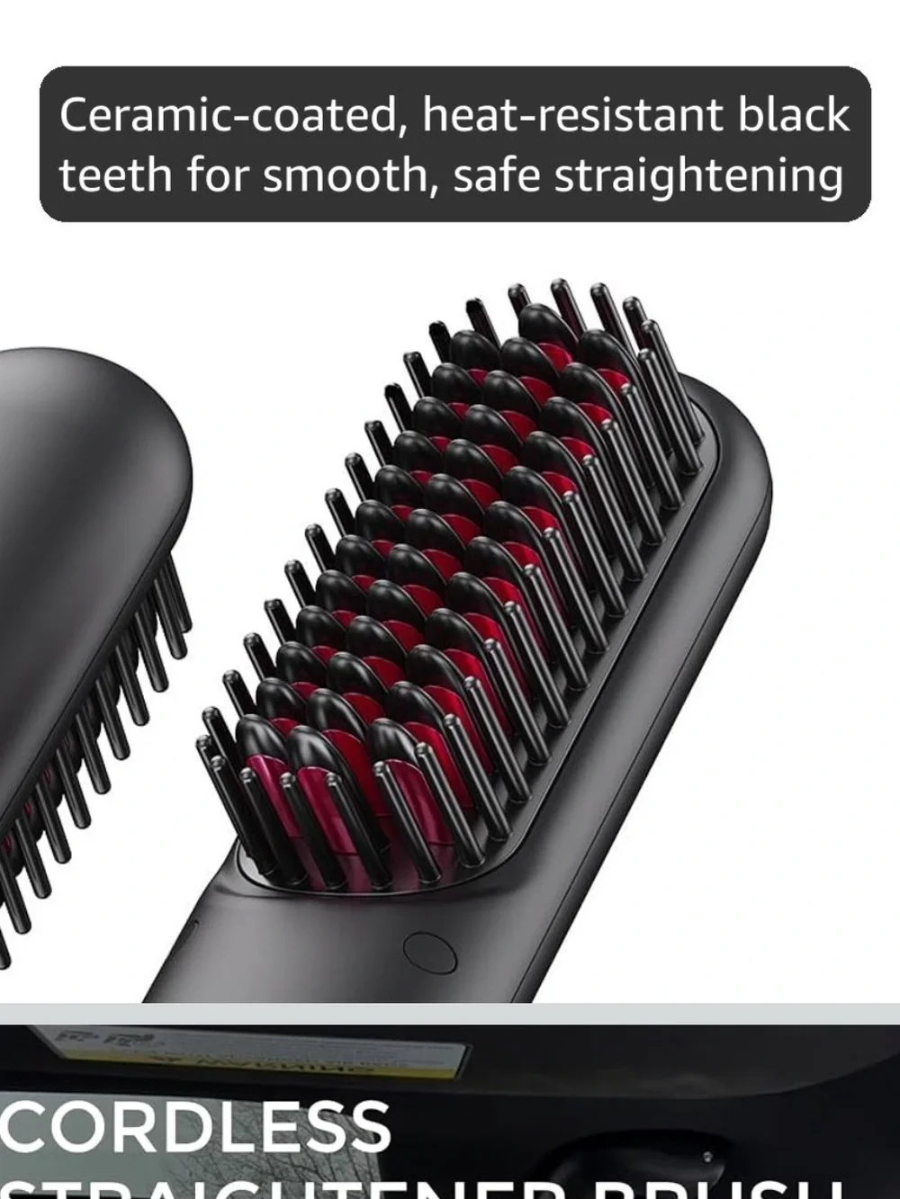 Black Ceramic-Coated Heated Hair Straightening Brush